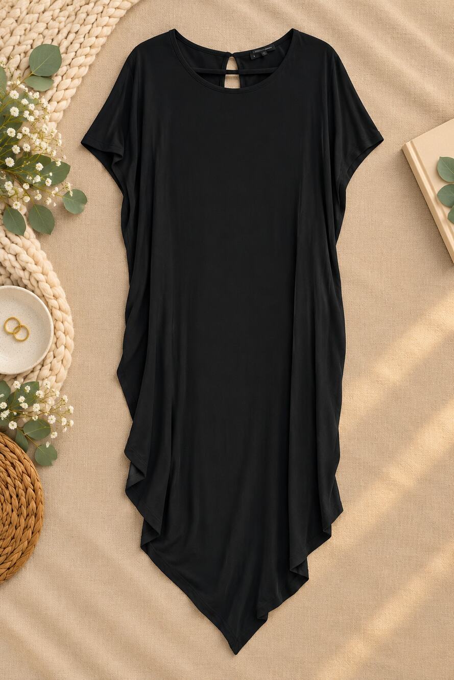 Universal Standard Iconic Geneva Dress Black Asymmetrical Hem Size L(22-24)
